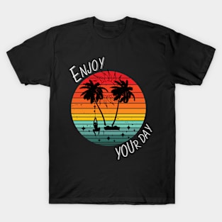 Island Escape - Swinging on Palm Trees at Sunset T-Shirt